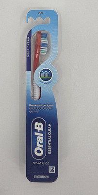 Oral-B Essential Clean Manual Toothbrush Deep Clean Soft Bristles Red NEW