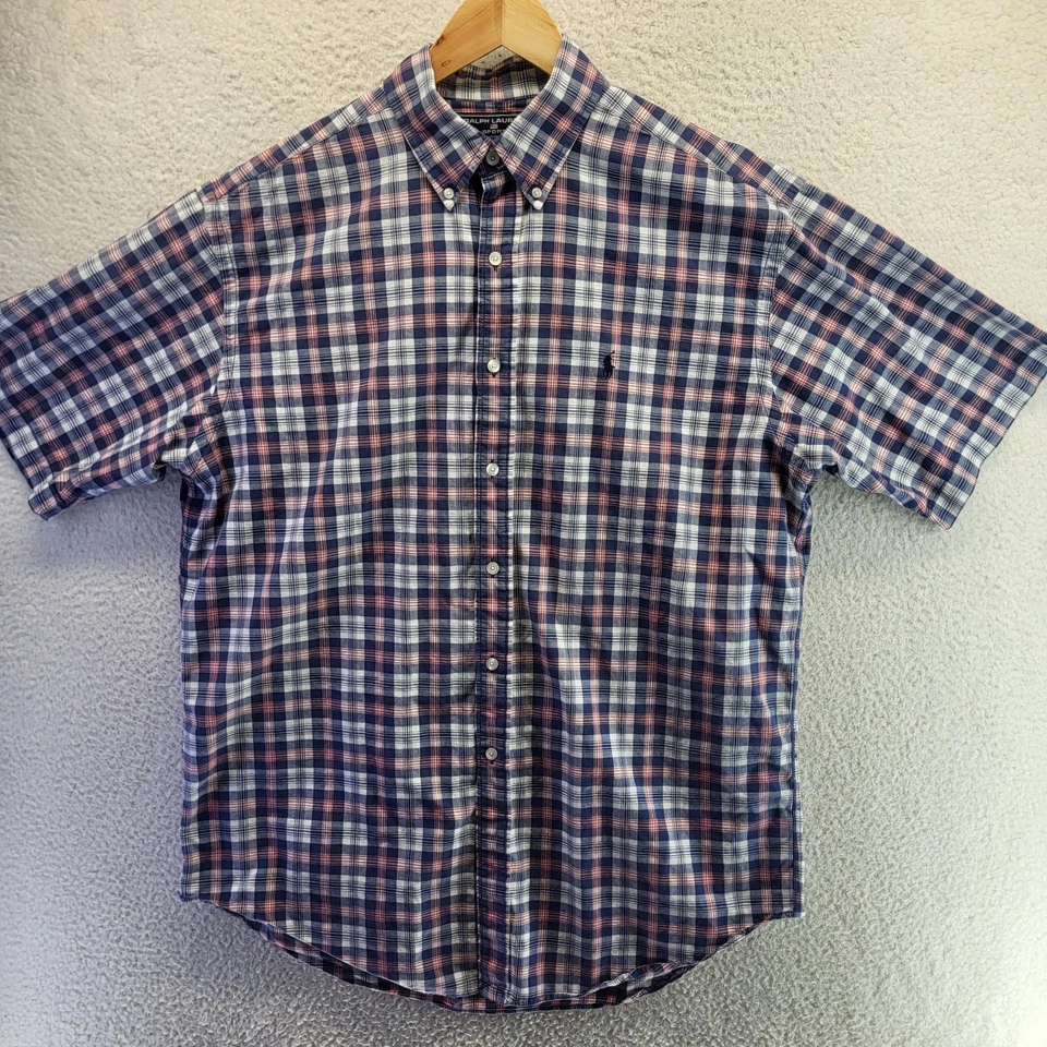 Ralph Lauren Sport кнопка рубашка мужчин большой красный белый синий клетку пони короткий рукав - Изображение 3 из 4