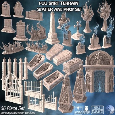 Undead Spirit Terrain Set - Resin 3D Printed Scenery for Tabletop Gaming & Diora