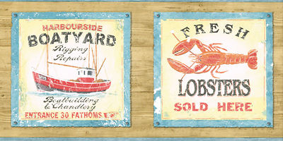 * DEEP SEA FISHING FRESH LOBSTER BOATYARD BOATBUILDING Wallpaper bordeR Wall