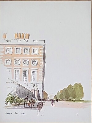 Gerahmter & glasierter Druck Hampton Court Palace, London von Sir Hugh Maxwell Casson.