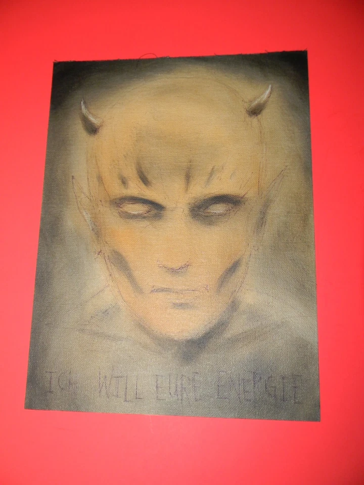 ORIGINAL  TOMENTED ALEXANDER X Horror Dark Art Demon Oil Acrylic Painting OOAK - Image 3 of 4