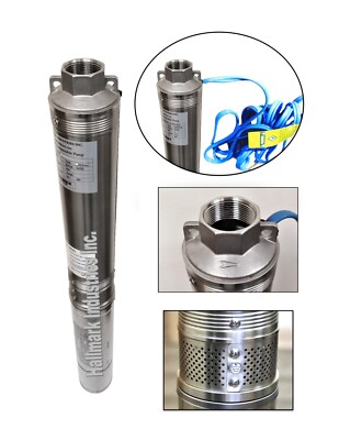 Submersible Pump 3'' Deep Well, 3/4 HP/115V, 13 GPM/270' MAX, Hallmark Industries