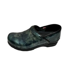 Sanita  Smart Step Piper Blue Green marbled patent Leather Clog 38