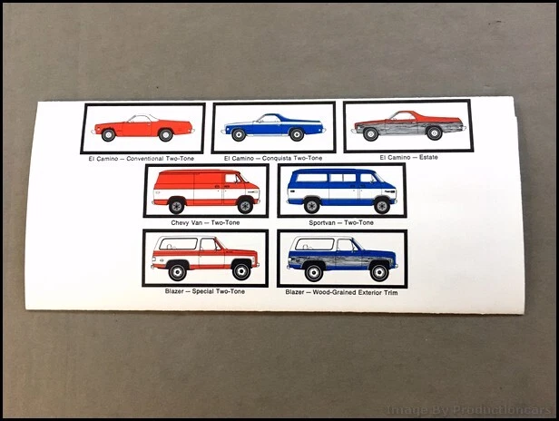 1974 Chevrolet Pickup Truck Factory Color Paint Guide Brochure El Camino Blazer Foto 4 de 4