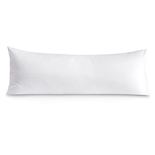 100% Cotton 800 Thread Count Soft White Body Pillow Cover 21x54 Inches
