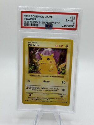 ポケモンカード　Pikachu shadowless シャドーレス　psa Pikachu Shadowless Error Red Cheeks PSA 6 Extremely Rare Card