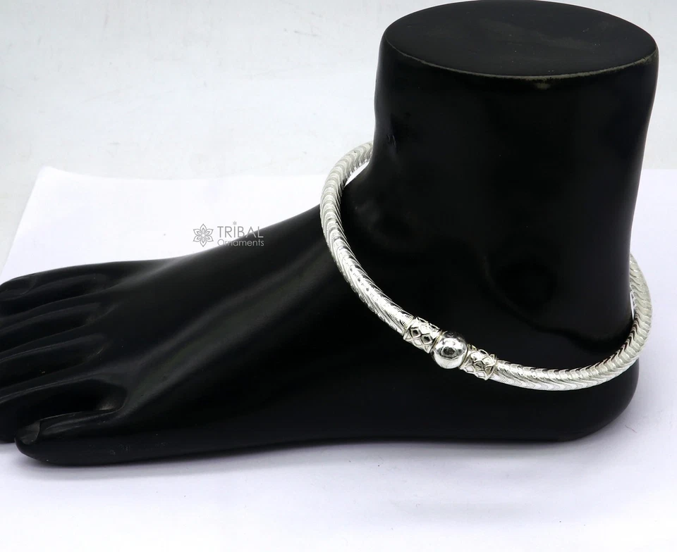 Argento 925 sterling fatto a mano design semplice indiano tradizionale donna kada nsfk114 - Immagine 4 di 4