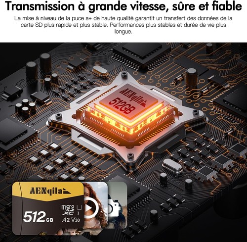 Carte Micro SD Grand Stockage 512 Gb avec Adaptateur - pour Camera, tablette, .. - Zdjęcie 6 z 7