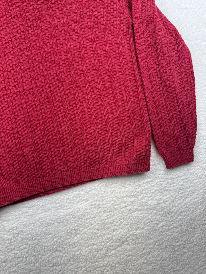 Suéter Pescador Bill Blass Vintage Rojo Talla Mediana EE. UU. Grueso Tejido 100% Algodón Foto 4 de 4