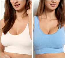 New AnyBody M Set of 2 Rib Knit Seamless Bras Racerback Scallop/Allure QVC 5157