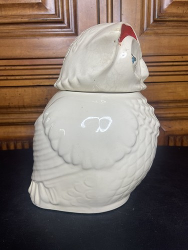 Cookie Jar Owl Unmarked White Cream Ceramic Vintage - Picture 4 of 12