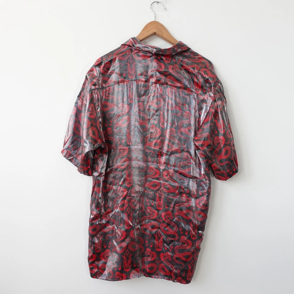 Dragonfly Camp Snake Shirt Mens Size XL Red Cobra Black Rockabilly 90s VINTAGE - Image 2 of 4
