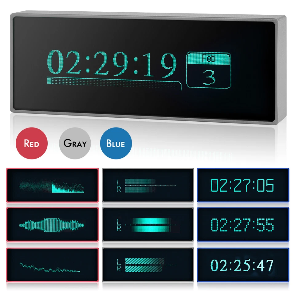 DOUK AUDIO VFD Music Spectrum Display Desk Clock MIC+LINE Sound Level Indicator Dot Matrix