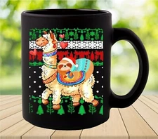 Christmas Santa Sloth and Llama Coffee Mug