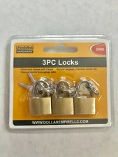 3 PC 20MM  LUGGAGE MINI LOCKS WITH 6 KEYS STEEL CABINET LOCKS SECURE BRAND NEW 
