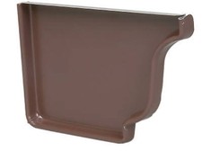 Gutter End Cap, Right, Brown Galvanized Steel, 4-In.