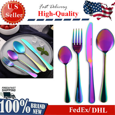 Silverware Set for 4, Stainless Steel Flatware Set, Shiny Metal Cutlery Set