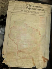 c1900 RACINE WISCONSIN AGRICULTURIST PAPER MAP ILLINOIS ON BACK GEO CRAM 29X 20"