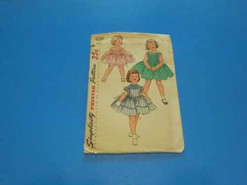 Vintage 1950s Simplicity Sewing Pattern 1220 Girls Party Dress Size 6 - 第 1/3 張圖片
