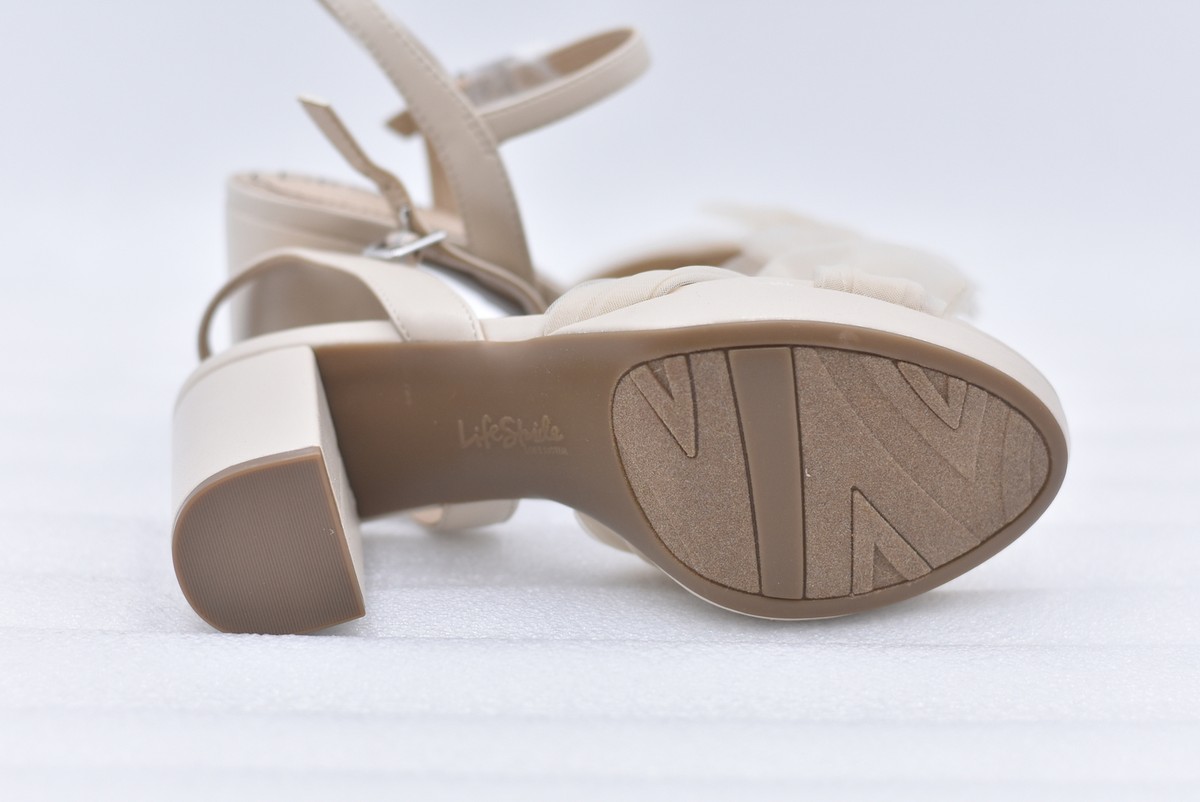 Lifestride Women's Last Dance Wide Dress Sandals in Beige- Size