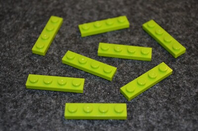 (8) 1x4 Lime Green Standard Plate Bricks ~ New Lego Parts ~