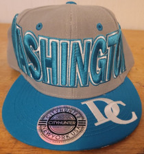 Vintage Authentic Washington DC Blue/Grey Snapback Hat with original sticker