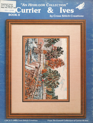 Currier & Ives "WINTER MOONLIGHT & MILL DAM" Cross Stitch Pattern Leaflet CSC3 - Picture 2 of 2