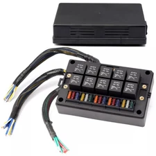 12V Fuse Relay Box 15 Slots with Pre-Wired, Universal Waterproof Relay Box