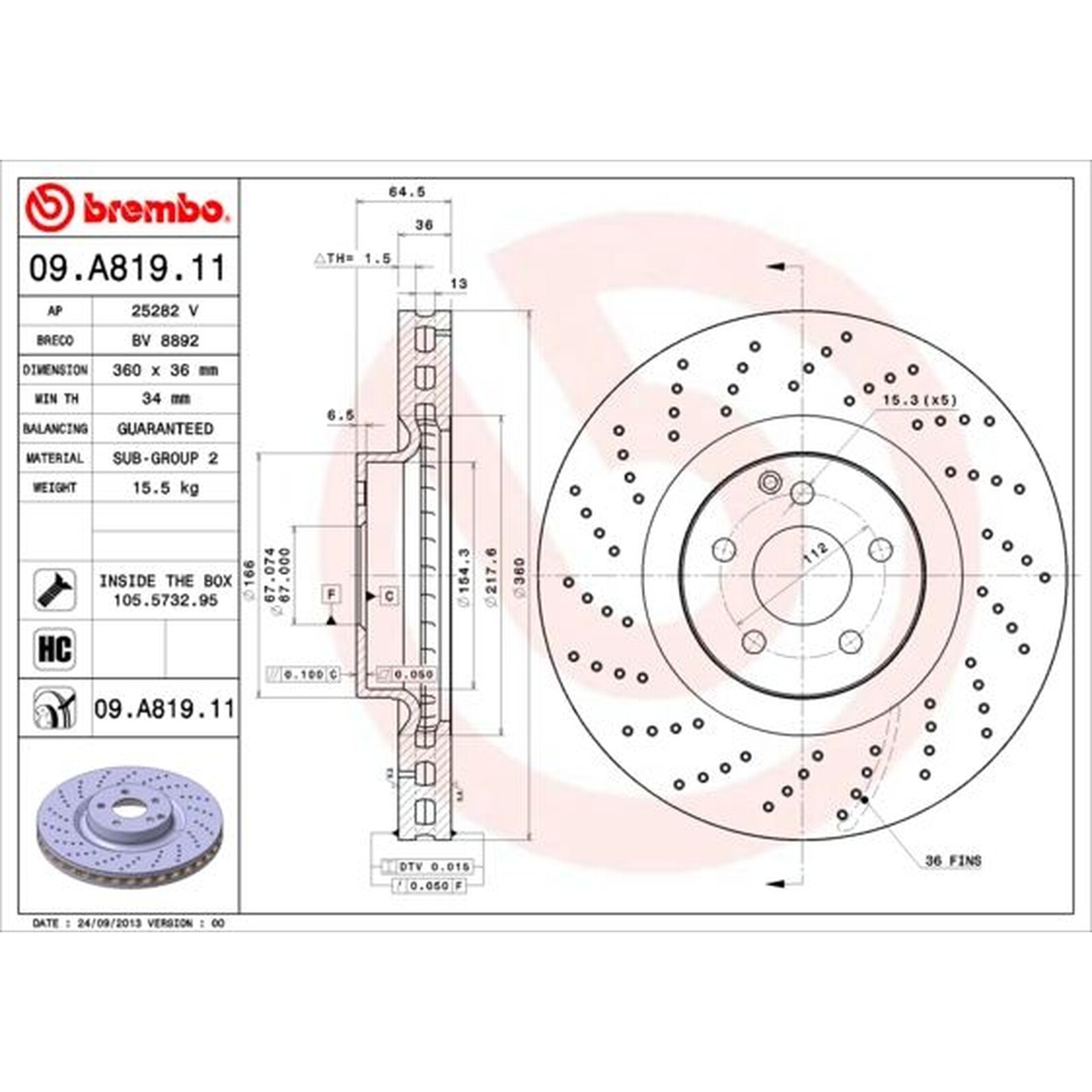 BREMBO UV Coated Brake Disc 09.A819.11
