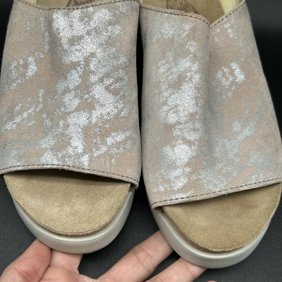 Sandálias femininas Fly London Wigg plataforma slides 40 couro rosa prata conforto - Imagem 3 de 4