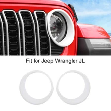 1Pair White Front Headlight Lamp Cover Trim Bezels For Jeep Wrangler JL JT 2024+
