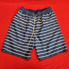 Kirkland Signature Men s Swim Shorts Trunks Blue Striped Size M Medium