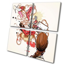 Fashion Girls Thoughts MULTI CANVAS WALL ART Picture Print VA