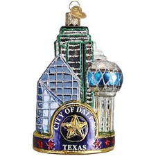Old World Christmas Glass Blown Ornament, City of Dallas With OWC Gift Box 