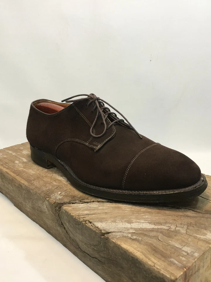 MEN BROOKS BROTHERS BROWN SUEDE LEATHER CAP TOE DERBY SHOES SZ 10.5 D MADE USA - Image 3 of 4