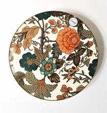 Ceramic Cake Stand Floral Art Nouveau Style Round Footed Pedestal 10” Portugal