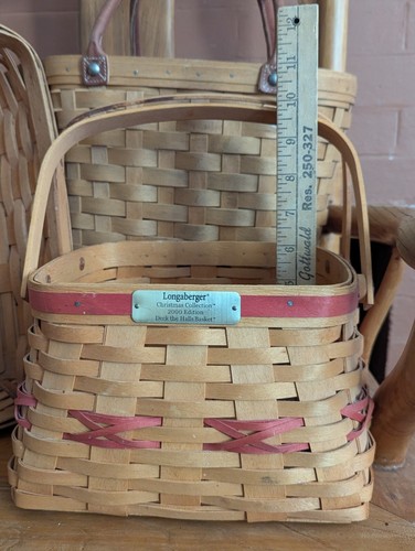 Lot 3 Longaberger Basket Set Boardwalk Purse Bag Xmas Bin Bread Serving Table - Picture 8 of 24