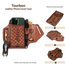 TOURBON Leather Cell Phone Case Phone Carry Cover EDC Belt Holster Multi Options