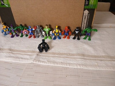 Marvel Super Hero Squad Figures Lot of 12 W/ DC Green Lantern Spiderman Hulk