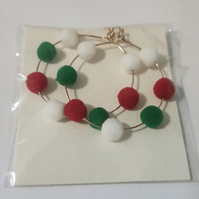 Festive Gold Dangle Hoop Earrings with Red, Green, and White Accents
