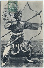 Kiautschou 1909 AK Chinesischer Bogensch&uuml;tze Tsingtau nach Zeitz / 211