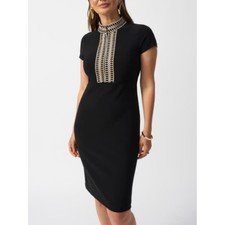 NWT Joseph Ribkoff Embellished High-neck Sheath Dress Lace Size 6 Ret 285