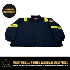 CINTAS Mechanic Jacket Mens 3XL Reflective Green Safety Strips Quilted Full Zip