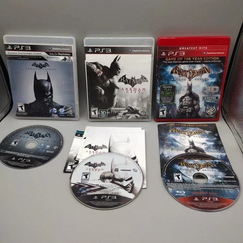 Batman PS3 Game Lot Of 3 Arkham City, Origins, Asylum, Playstation 3 Cib Bundle