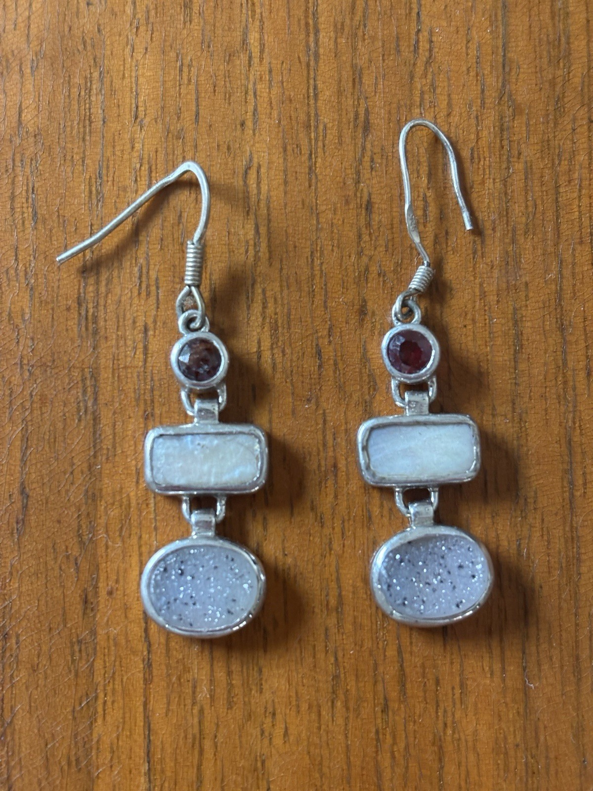 solid sterling silver dangle drop earrings with r… - image 2