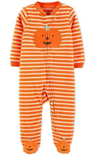 Halloween Pumpkin Pajama Sleeper Size NB 3 Month NWT Fleece Footed