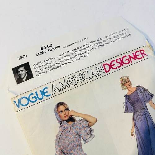 Vintage Vogue 1849 Albert Nipon Dress & Scarf Pattern – 1979 – Size 8 UNCUT - Picture 7 of 7