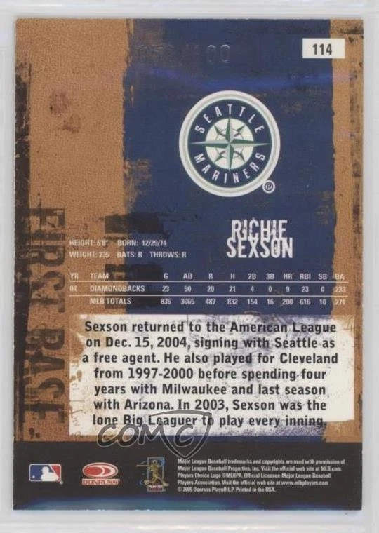 2005 Donruss Leather & Lumber Silver /100 Richie Sexson #114 - Image 2 of 2