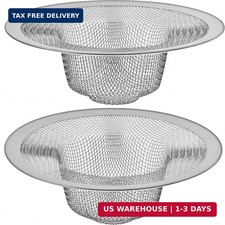 2 Pack - 4.5" Top / 3" Mesh Basket - Kitchen Sink Drain Strainer Silver